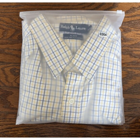 Vintage Ralph Lauren Button Down Shirt Mens XL White Yellow Check Blake Two Ply - Picture 10 of 10